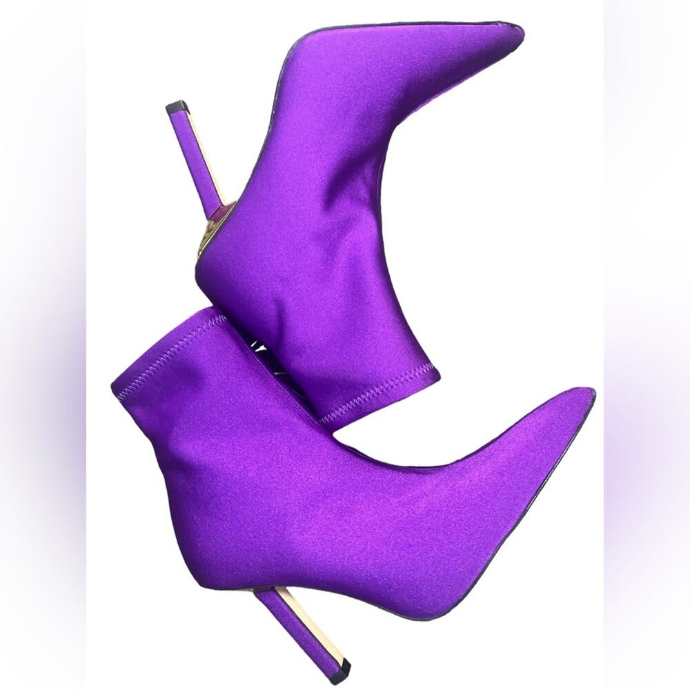 Good American Neoprene High Kickstand Purple Bootie NWOB Size 7 Dopamine Funky